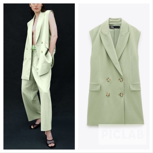 Zara Jackets & Blazers - Zara 2 pieces matching set double breasted blazer vest & pants NWT